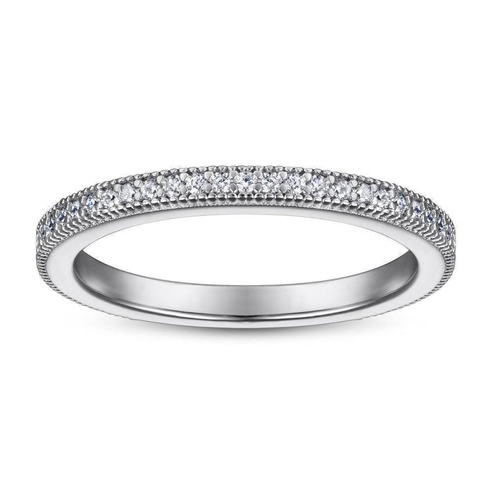 S925 Silver Women's Sterling Row Ring Same Row Diamond Zircon Women's Silver Ring Z+2 1/2 - Dio Kollections