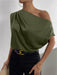 Satin Imitation Silk Irregular Shoulder Sleeveless Pullover Shirt for Women - Dio Kollections