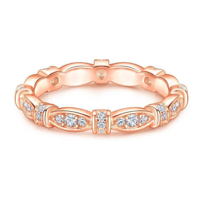 S925 Silver Women's Sterling Row Ring Same Row Diamond Zircon Women's Silver Ring Z+2 1/2 - Dio Kollections