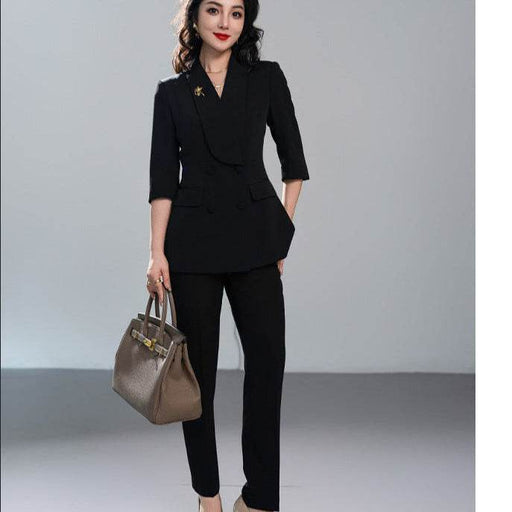 Premium Business Casual Suit Black Belt Suit Two-Piece Career Suit - Dio Kollections