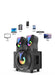 Multimedia speaker with colorful LED lights on a white background, compatible with various electronic devices.