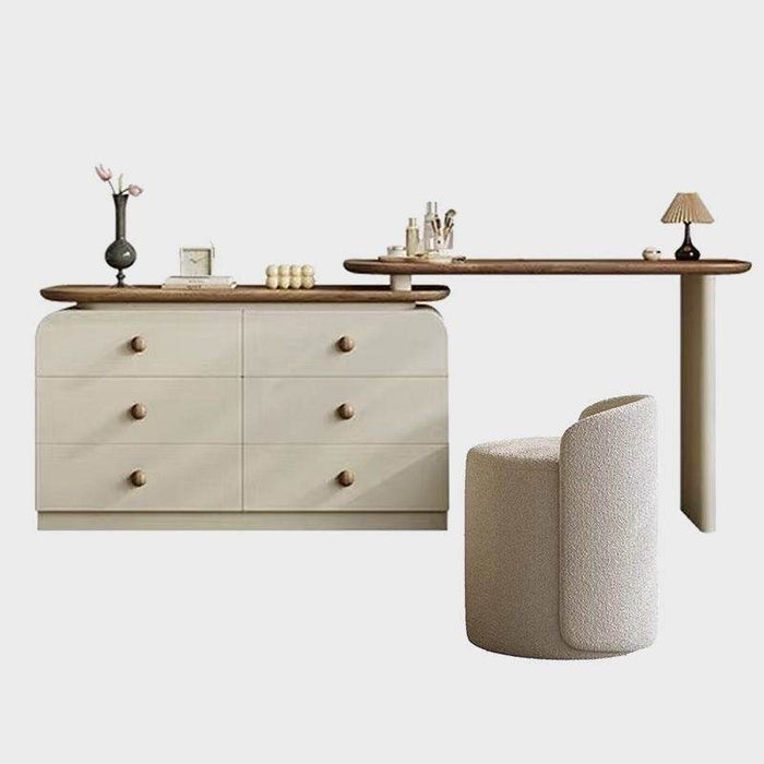 Modern Walnut Solid Wood Dressing Table with Multi-Storage and Mirror Options - Dio Kollections