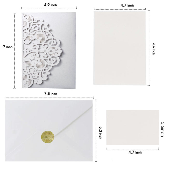 Dio Laser Cut Tri-Fold Invitation Card Kit - 10 Pieces