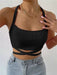 Dio Summer Criss Cross Sleeveless Backless Rib Knit Camisole Club Party Streetwear Top. - Dio Kollections