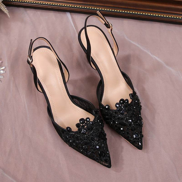 Elegant Pearl Stiletto Heels for Women – High Fashion Lace Wedding Shoes - Dio Kollections