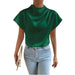 Elegant Satin Pleated T-Shirt Top Blouse with Round Neck for Women - Dio Kollections
