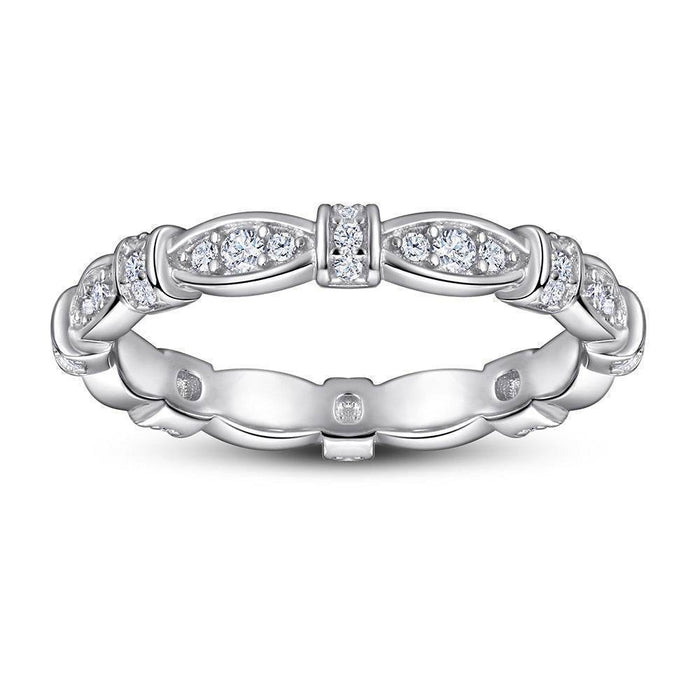 S925 Silver Women's Sterling Row Ring Same Row Diamond Zircon Women's Silver Ring Z+2 1/2 - Dio Kollections
