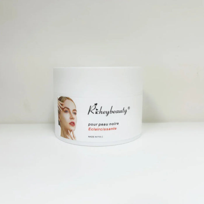 White container with a brand logo and text on a white background