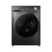 Black washing machine with Midea branding on a white background