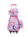 Pink children's backpack with mermaid design on a white background