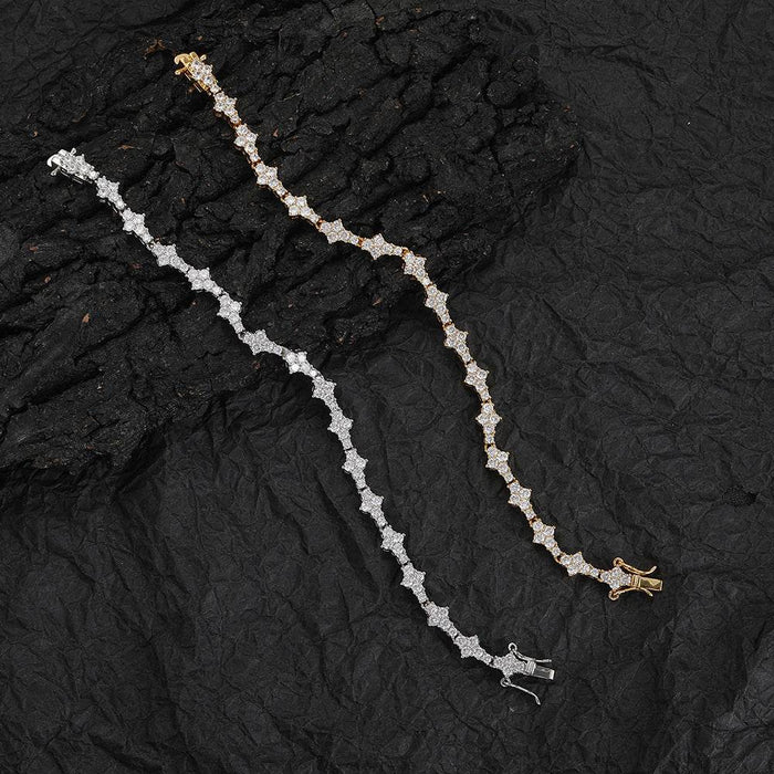 Floral Mixed Set Unisex Tennis Bracelet in Gold and Silver - Dio Kollections