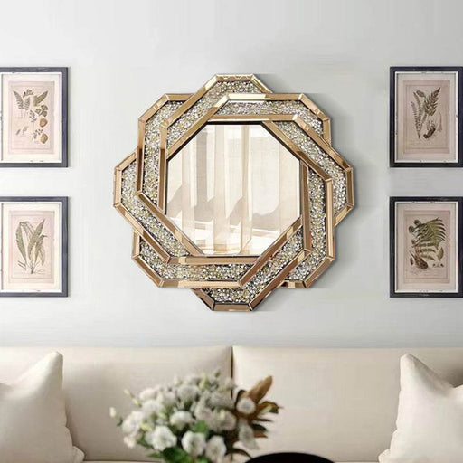 Diamond-Encrusted Luxury Splicing Decorative Entrance Wall Hanging Dressing Table Art Mirror - Dio Kollections