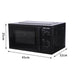 Black microwave oven shown on a white background with dimension arrows and labels indicating 45cm width, 32cm depth, and 25cm height.