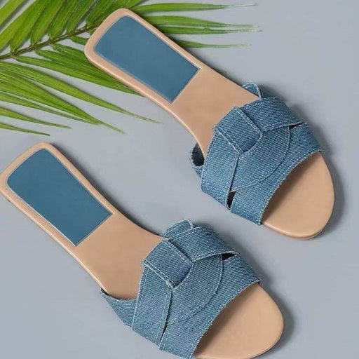 Plus Size Slippers 2025 Summer Versatile Style Cross Flat Slippers Size 35-43 - Dio Kollections