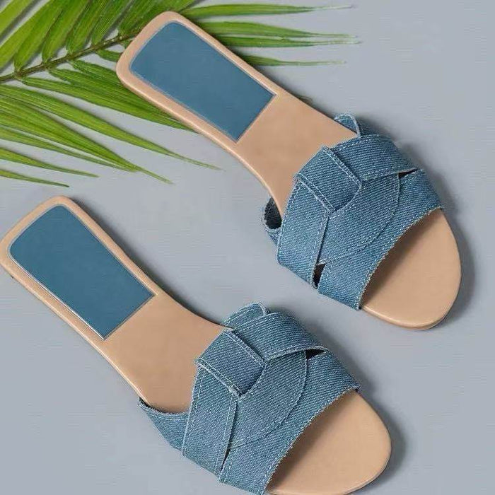 Plus Size Slippers 2025 Summer Versatile Style Cross Flat Slippers Size 35-43 - Dio Kollections