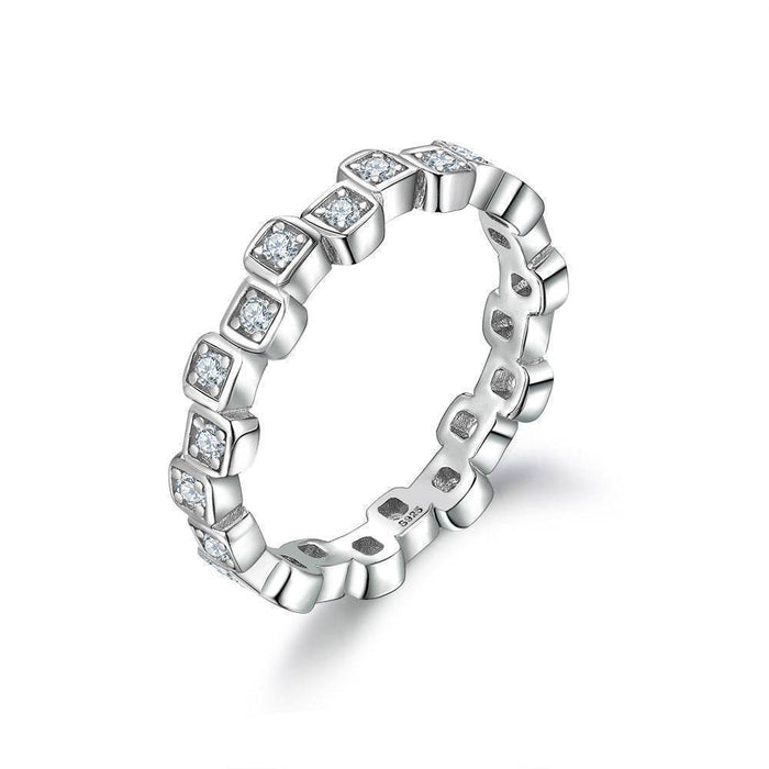 S925 Silver Women's Sterling Row Ring Same Row Diamond Zircon Women's Silver Ring Z+2 1/2 - Dio Kollections