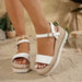 36-42 Sandals One-Strap Thick Sole Buckle Wedge Women's Glossy - Dio Kollections