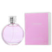 Pink perfume bottle and packaging with 'CHAVNK' branding on a white background
