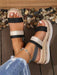 36-42 Sandals One-Strap Thick Sole Buckle Wedge Women's Glossy - Dio Kollections