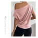 Satin Imitation Silk Irregular Shoulder Sleeveless Pullover Shirt for Women - Dio Kollections