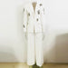 Elegant Diamond Beaded Blazer & Wide Leg Pants Set - Dio Kollections