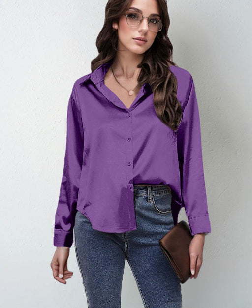 Chic Satin Long Sleeve Shirt - Women's Imitation Silk Top - Dio Kollections