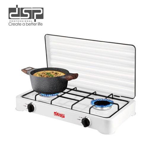 Portable gas stove with a pot on a white background, featuring the DSP brand.