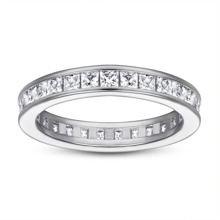 S925 Silver Women's Sterling Row Ring Same Row Diamond Zircon Women's Silver Ring Z+2 1/2 - Dio Kollections