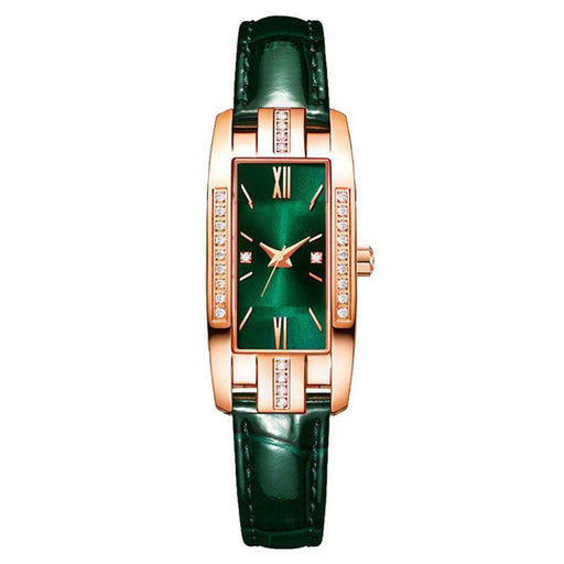 Little Green Diamond-Encrusted Small Square Retro Fashion Women's Watch - Dio Kollections