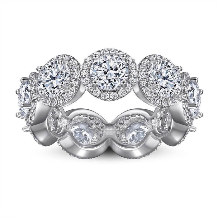 S925 Silver Women's Sterling Row Ring Same Row Diamond Zircon Women's Silver Ring Z+2 1/2 - Dio Kollections