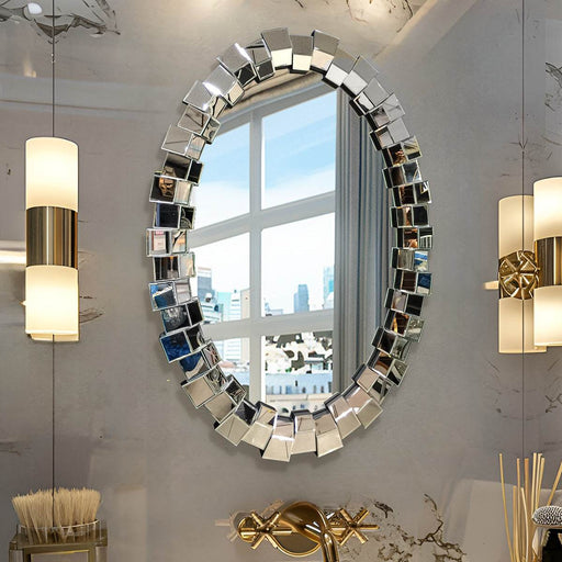 Decorative French Luxury Concave Convex Three-Dimensional Wall-Mounted Oval Mirror - Dio Kollections