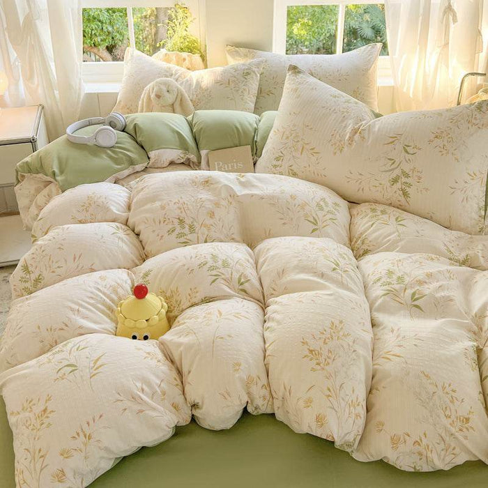 Four-Piece Cotton Double-Layer Gauze Set Bed Sheet Quilt Cover Washed Cotton Double-Layer Gauze Set - Dio Kollections