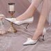 Fairy White Camellia Satin Stiletto Sandals for Women - Elegant Wedding Shoes - Dio Kollections