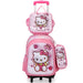 Pink Hello Kitty luggage set with a lunch bag on a white background