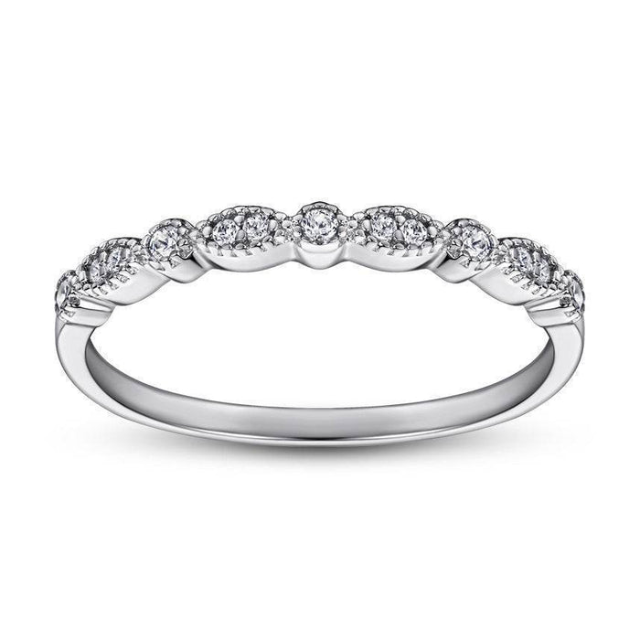 S925 Silver Women's Sterling Row Ring Same Row Diamond Zircon Women's Silver Ring Z+2 1/2 - Dio Kollections