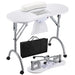 Portable nail table with accessories on a white background