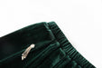 Velvet Beaded Fashion Suit Green Fruit Collar Suit Jacket Lace-up Elastic Wide Leg Pants Two-piece Set - Dio Kollections