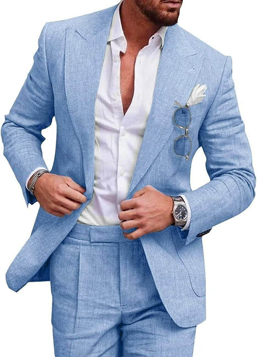 Dio Elegant Men Plus Size Two Pieces Set One Buckle Linen Suit - Dio Kollections