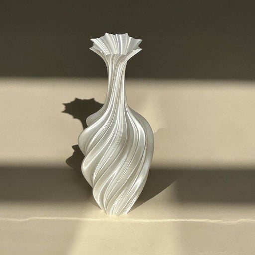 Large Twisted Silk White Art Vase - Modern Nordic Decor - Dio Kollections