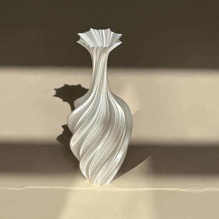 Large Twisted Silk White Art Vase - Modern Nordic Decor - Dio Kollections