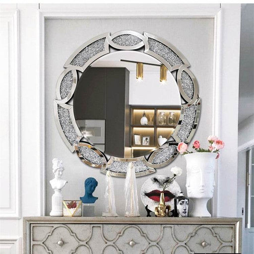 Luxury Circular Decorative Wall Hanging Fireplace Entrance Golden Dining Room Mirror - Dio Kollections