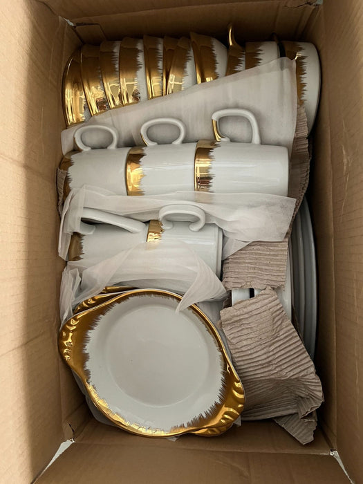 40-50pcs Dinnerware Gold-Edged Electroplated Ceramic Hotel Home Use