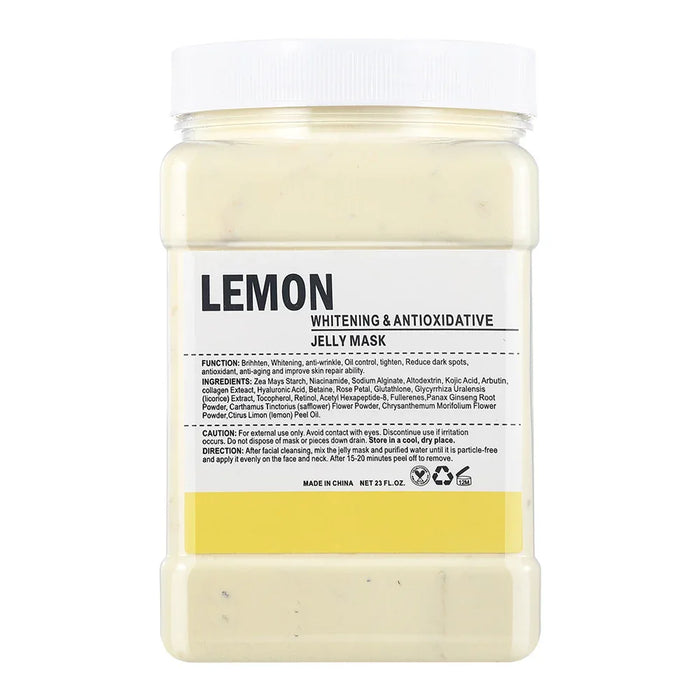 Jar of lemon jelly mask with label on a white background