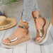 36-42 Sandals One-Strap Thick Sole Buckle Wedge Women's Glossy - Dio Kollections