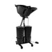 Black hair washing station with basin and buckets on a white background
