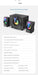 Black speaker system with colorful lighting on a white background