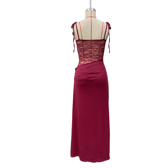 Dio Sexy Lace Hollow-Out Sleeveless Slim-Fit Camisole Dress