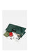 Green capacity display bag with various items on a white background