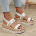 36-42 Sandals One-Strap Thick Sole Buckle Wedge Women's Glossy - Dio Kollections