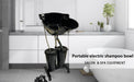 Portable electric shampoo bowl with stand in a salon setting